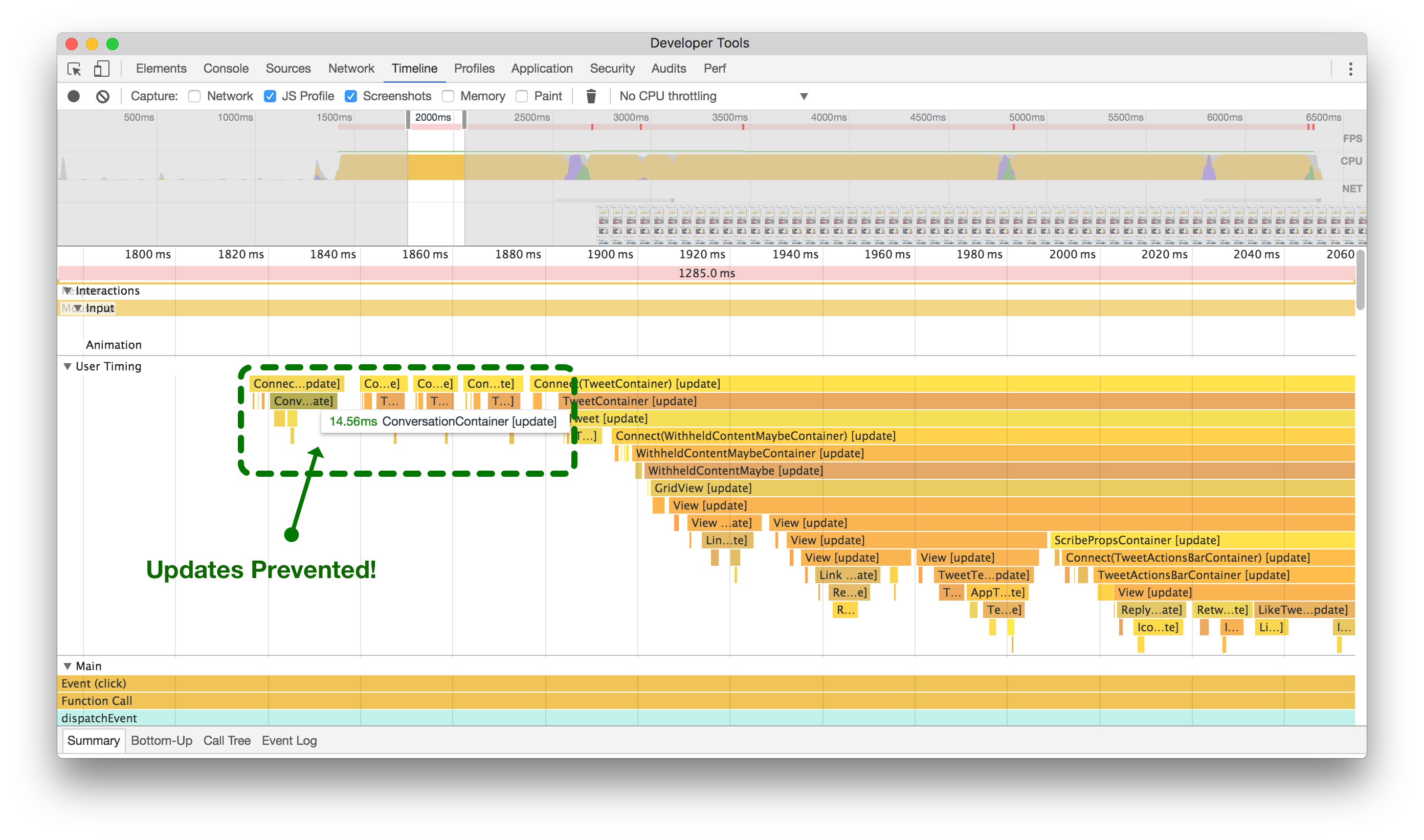 No more ynnecessary updates in performance timelines